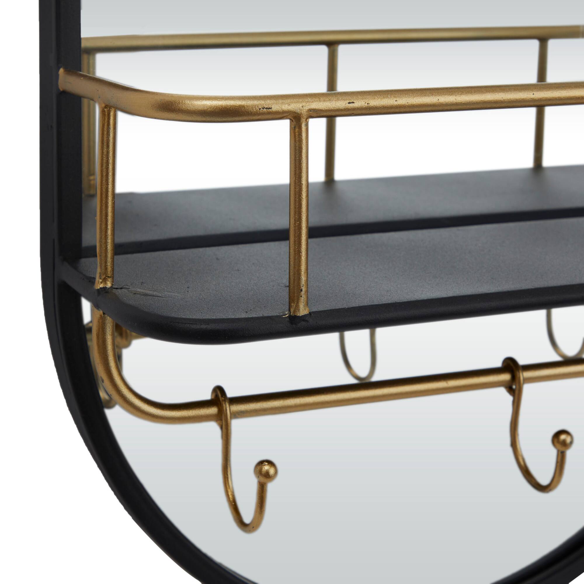 Black Metal Modern Wall Mirror, 14" x 5" x 28"
